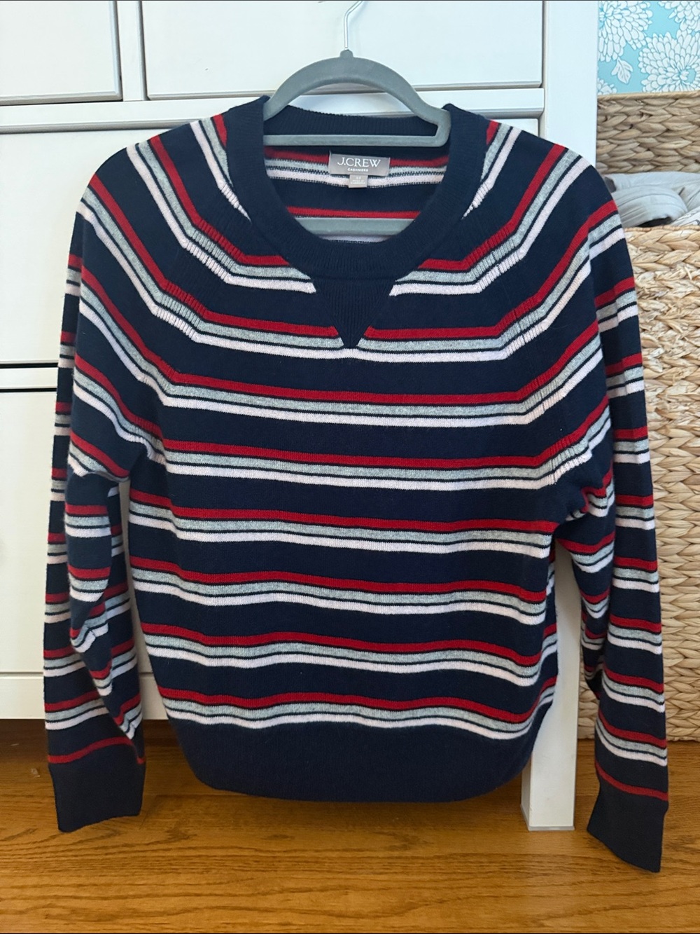 J. Crew Women’s Navy Striped Crewneck Sweater - Navy, Red, White
